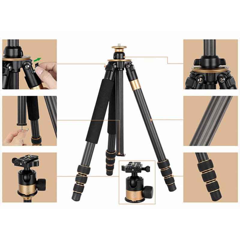 QZSD Q1000C Professional Heavy Duty Carbon Fiber Tripod 1.65m 15kg - 7